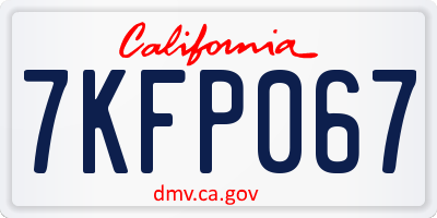 CA license plate 7KFP067