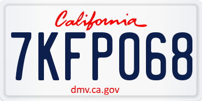 CA license plate 7KFP068