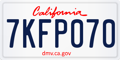 CA license plate 7KFP070