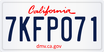 CA license plate 7KFP071