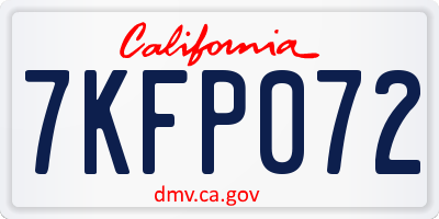 CA license plate 7KFP072