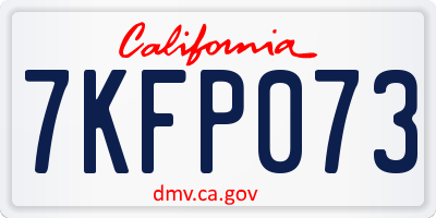 CA license plate 7KFP073