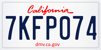 CA license plate 7KFP074