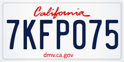 CA license plate 7KFP075