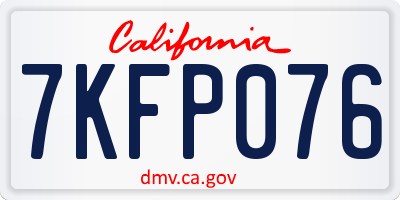 CA license plate 7KFP076