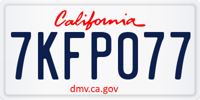 CA license plate 7KFP077