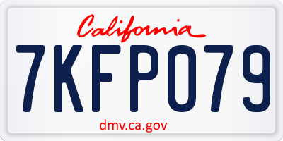 CA license plate 7KFP079