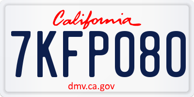 CA license plate 7KFP080