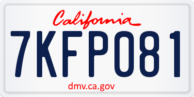 CA license plate 7KFP081