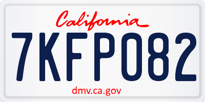 CA license plate 7KFP082
