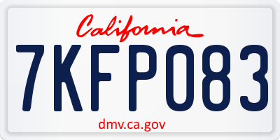 CA license plate 7KFP083
