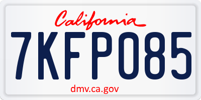 CA license plate 7KFP085