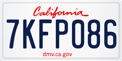 CA license plate 7KFP086