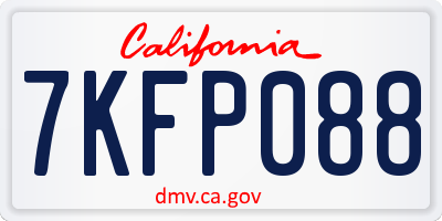 CA license plate 7KFP088