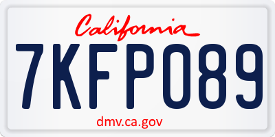 CA license plate 7KFP089