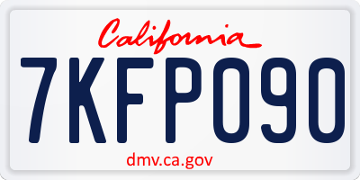 CA license plate 7KFP090