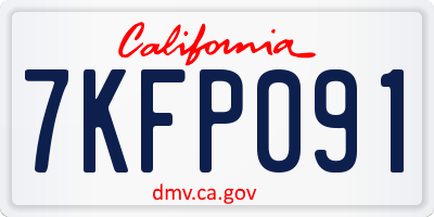 CA license plate 7KFP091