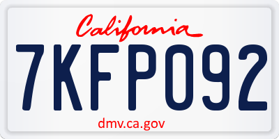 CA license plate 7KFP092