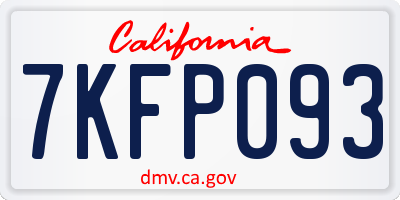 CA license plate 7KFP093