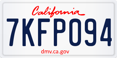 CA license plate 7KFP094