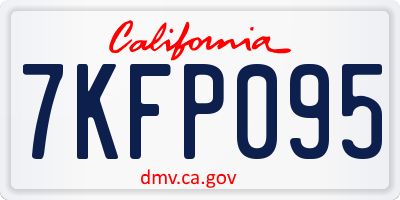 CA license plate 7KFP095