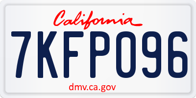 CA license plate 7KFP096