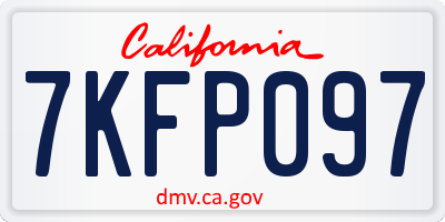 CA license plate 7KFP097