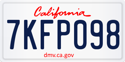 CA license plate 7KFP098