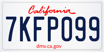 CA license plate 7KFP099