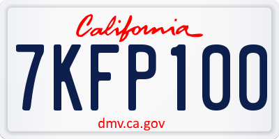 CA license plate 7KFP100