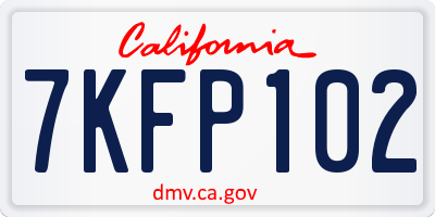 CA license plate 7KFP102