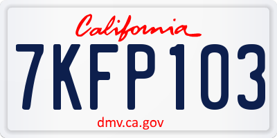 CA license plate 7KFP103