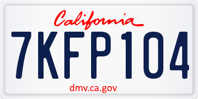 CA license plate 7KFP104