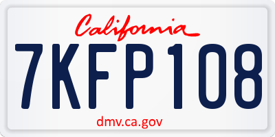 CA license plate 7KFP108