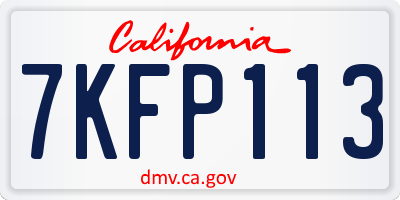 CA license plate 7KFP113