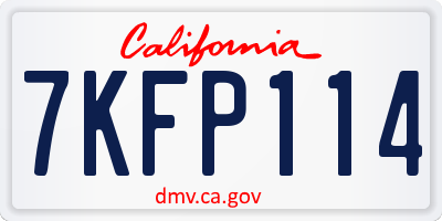 CA license plate 7KFP114