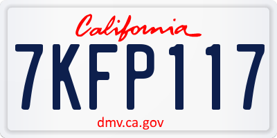 CA license plate 7KFP117