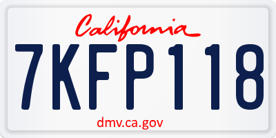 CA license plate 7KFP118