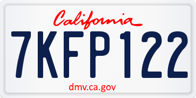 CA license plate 7KFP122