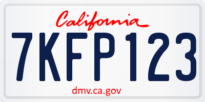 CA license plate 7KFP123