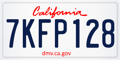 CA license plate 7KFP128