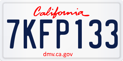 CA license plate 7KFP133