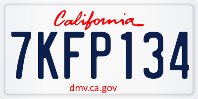 CA license plate 7KFP134