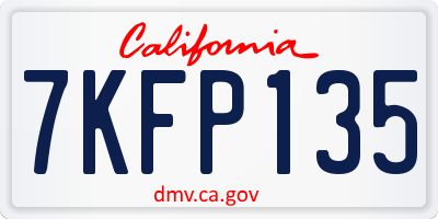 CA license plate 7KFP135