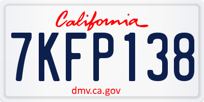CA license plate 7KFP138