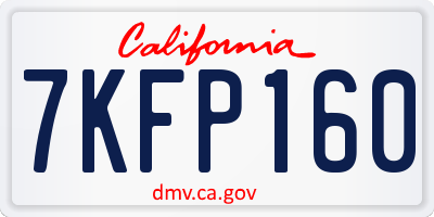 CA license plate 7KFP160
