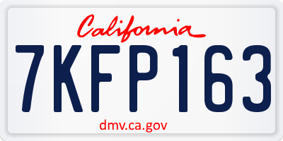 CA license plate 7KFP163