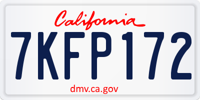 CA license plate 7KFP172