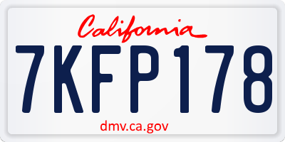 CA license plate 7KFP178
