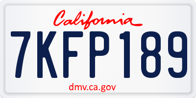 CA license plate 7KFP189